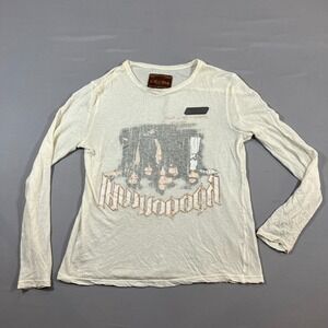 Ouwei Ms. Nobody Do It In The Old Way T Shirt Womens Small Beige Graphic Print